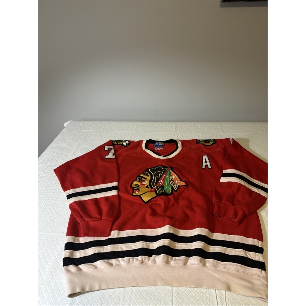 Vintage Starter NHL Mens Chicago Blackhawks Chris Chelios Hockey Jersey Size XL